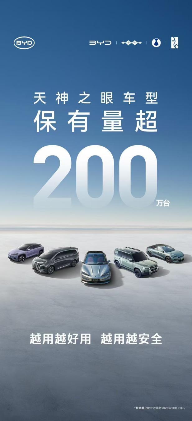 比亚迪1-10月销售370万辆天神之眼车型累计超200万辆(图1)